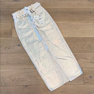 ZARA Silver Dipped Denim Skirt BNWT